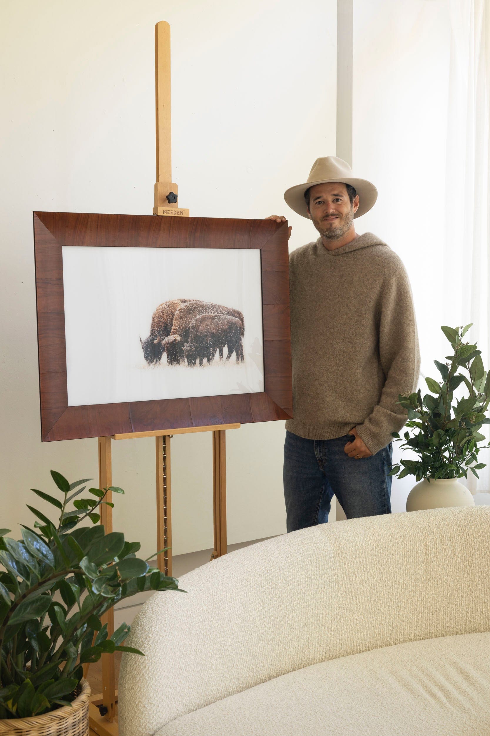 West Seattle artist Lars Gesing with his popular bison artwork.