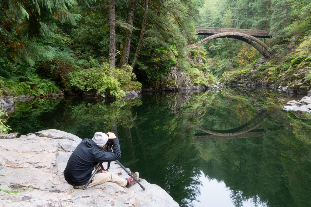 West Seattle Artist Lars Gesing creates a fine art photograph at Moulton Falls.