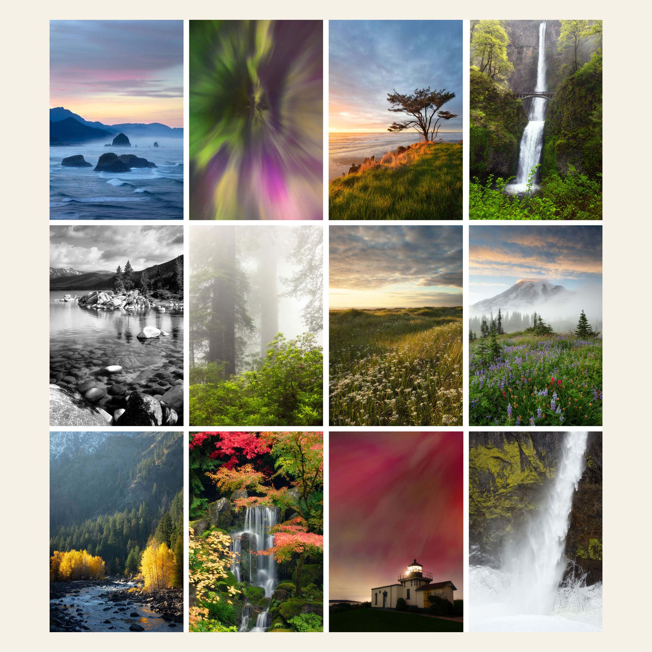 The photos in Lars Gesings 2025 PNW wall art calendar.