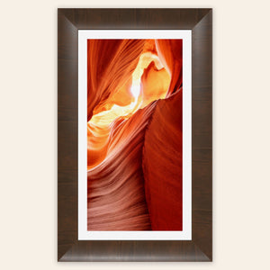 A framed piece of Antelope Canyon art.