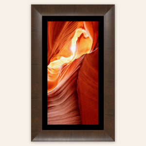 A framed piece of Antelope Canyon art.