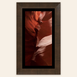 A framed piece of Antelope Canyon art.