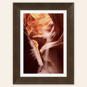 A framed piece of Antelope Canyon art from Page, Arizona.