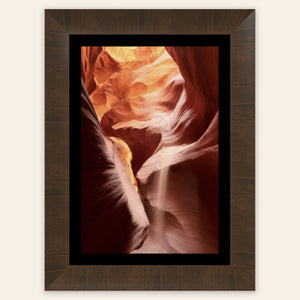 A framed piece of Antelope Canyon art from Page, Arizona.