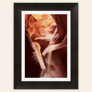 A framed piece of Antelope Canyon art from Page, Arizona.