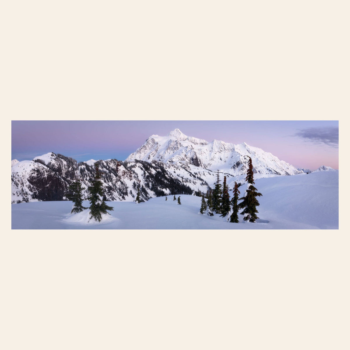 A piece of Washington wall art shows the view from Artist Point at Mount Baker toward Mount Shuksan.