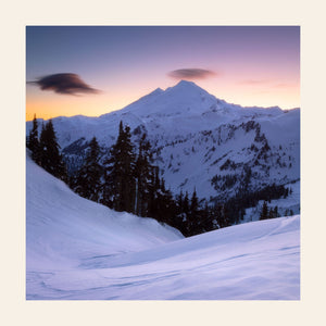 A piece of Pacific Northwest art shows a Mount Baker photo.