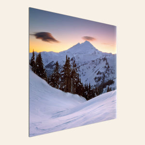 A piece of TruLife Pacific Northwest art shows a Mount Baker photo.