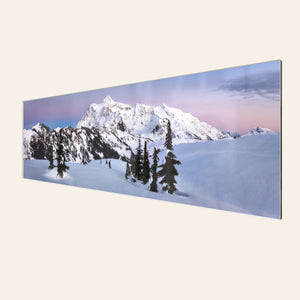 A piece of TruLife acrylic Washington wall art showing the view from Artist Point at Mount Baker toward Mount Shuksan.