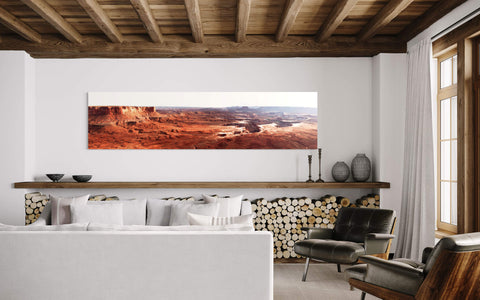 A Canyonlands National Park picture showing the Green River Overlook hangs in a living room.