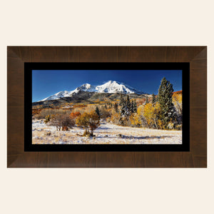 This framed piece of Colorado wall art shows a Mount Sopris photo.