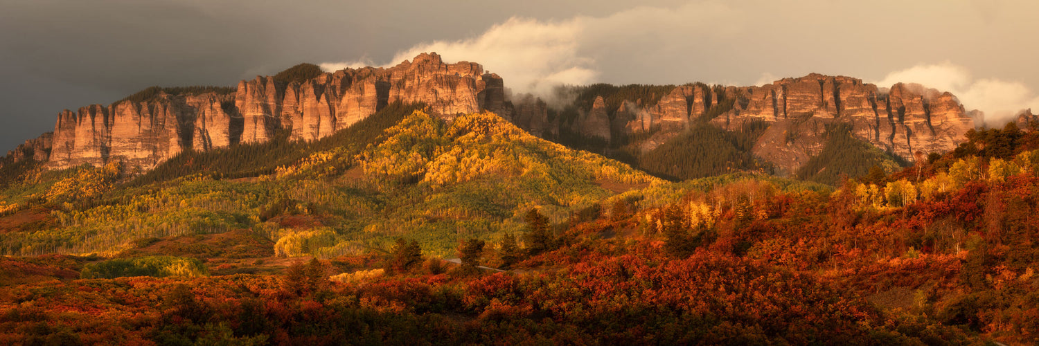 This piece of Colorado art shows the fall colors on Owl Creek Pass.