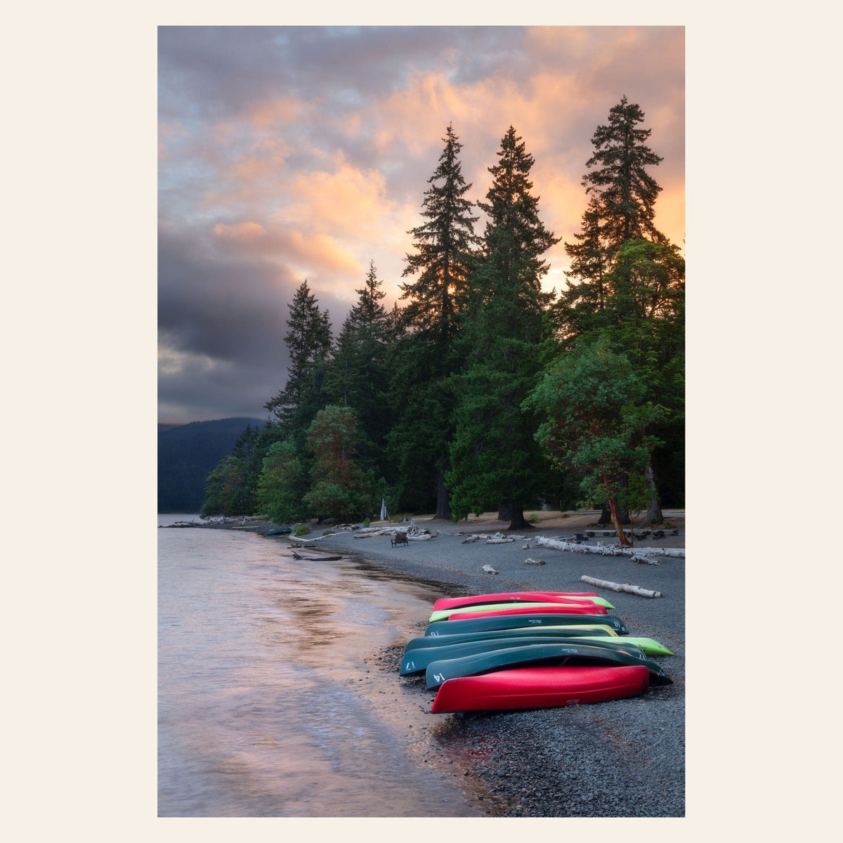 A piece of Washington art shows a Lake Crescent photo.