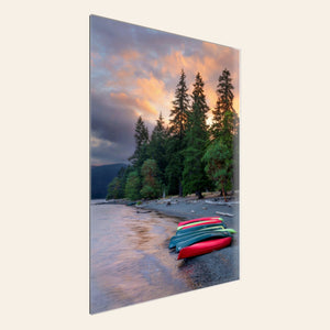 A piece of TruLife acrylic Washington art shows a Lake Crescent photo.