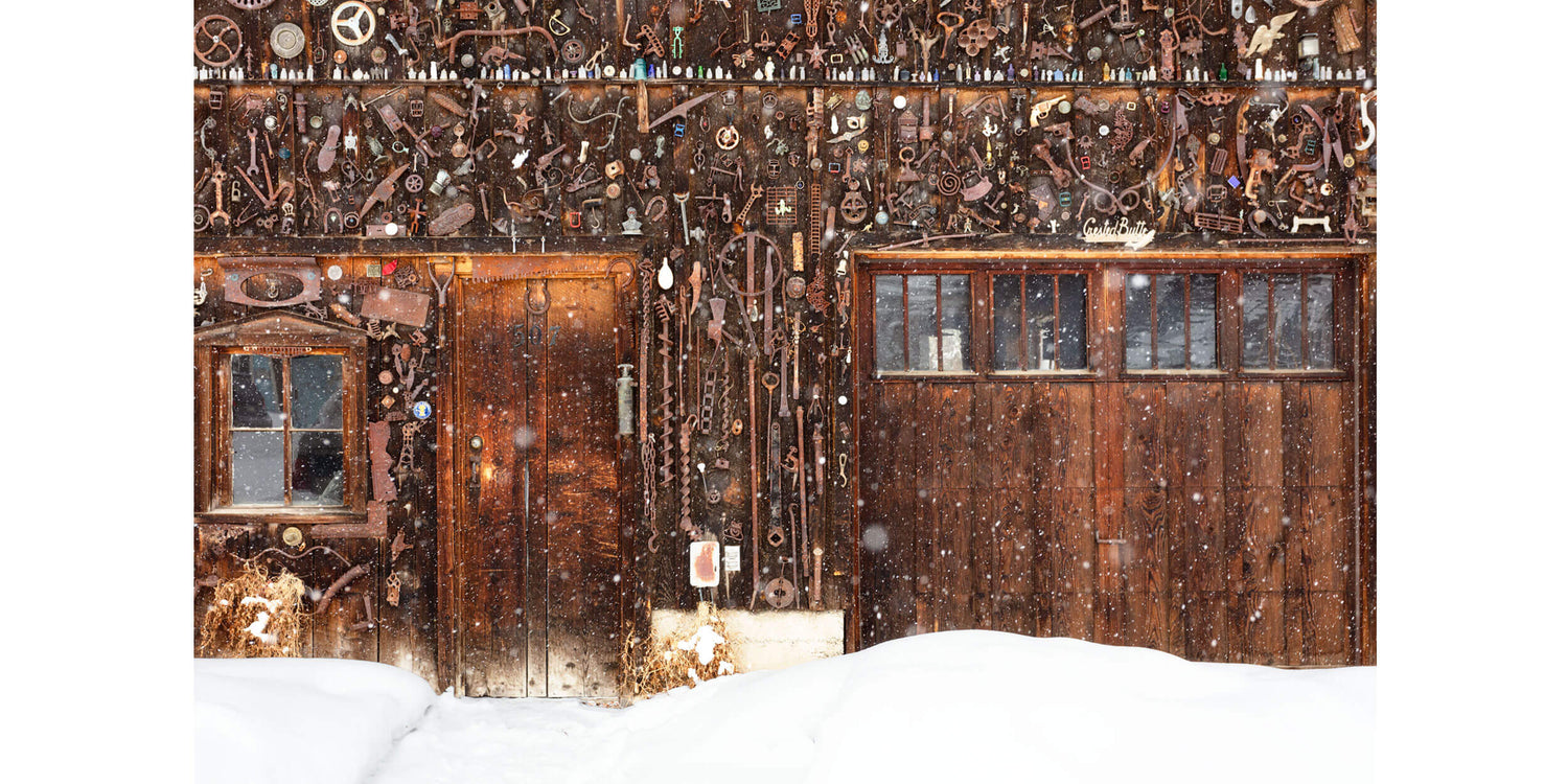 A Crested Butte picture of a snowed-in cabin in winter.