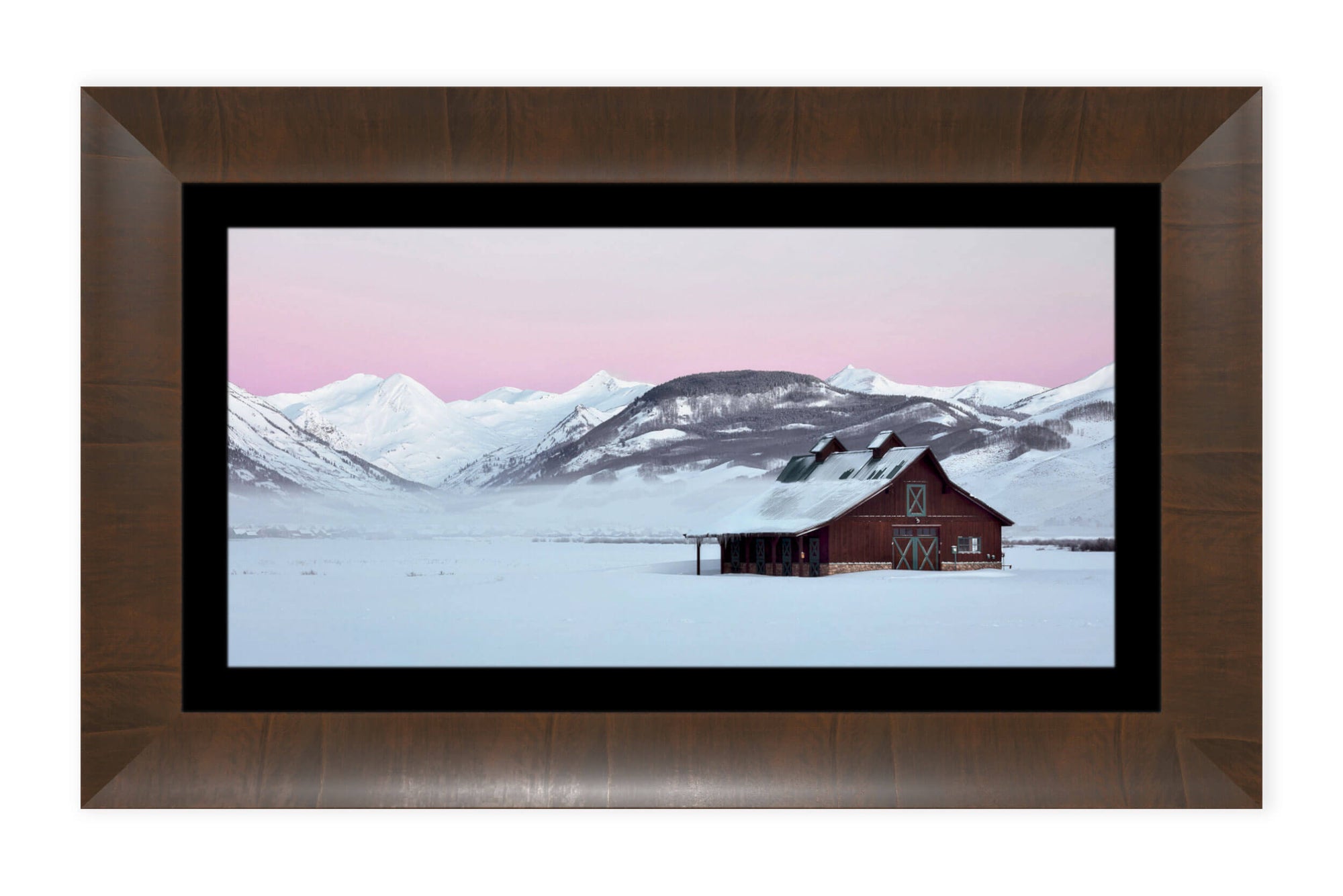 A framed Crested Butte winter picture created at sunrise.