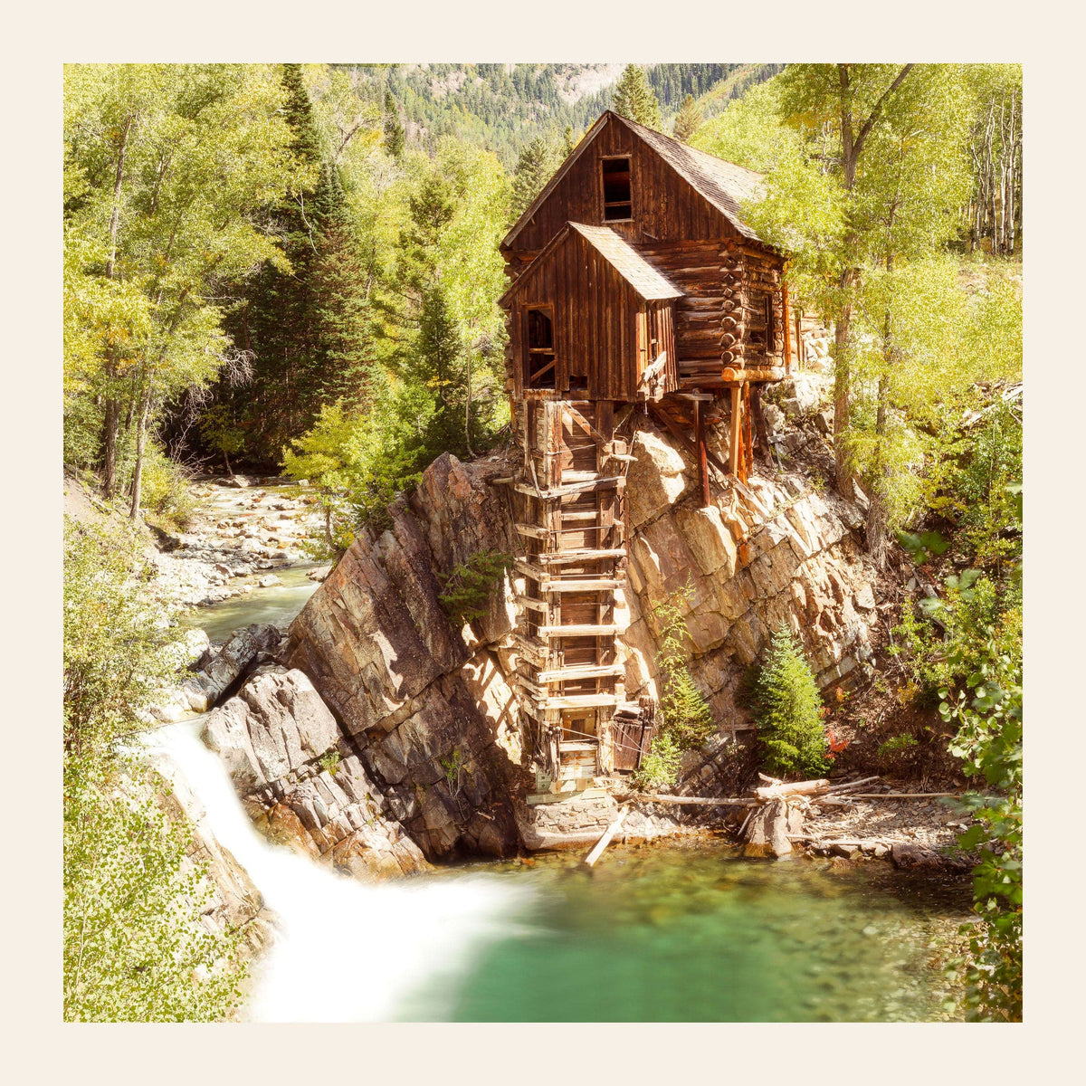 A piece of Colorado art shows a Crystal Mill photo.