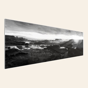 A TruLife acrylic piece of black and white panorama wall art from Dead Horse Point in Utah.