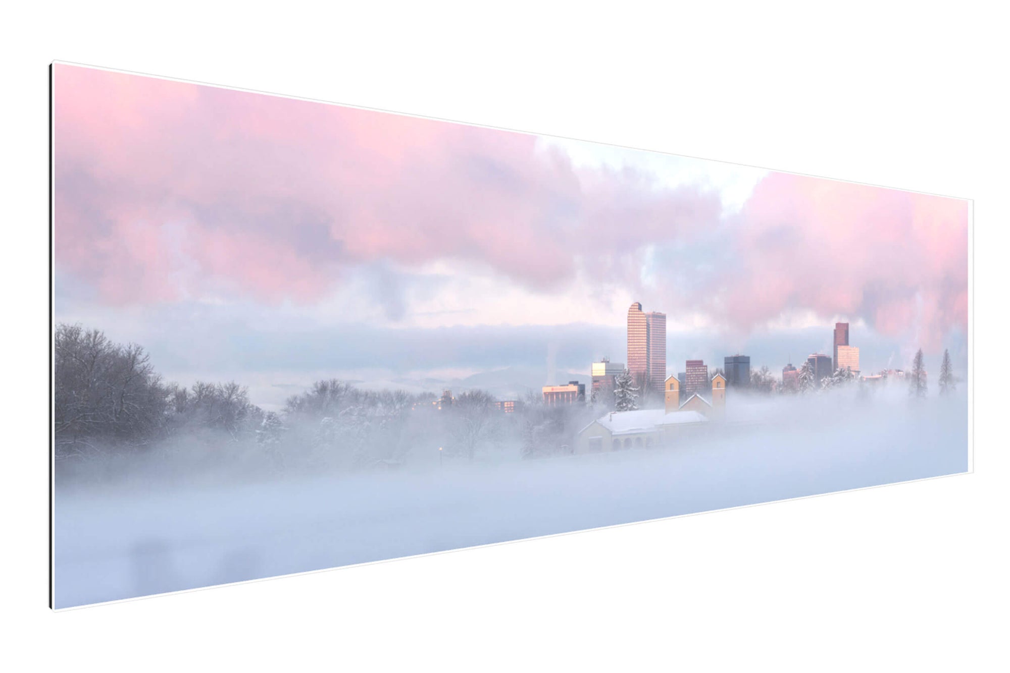 A TruLife acrylic picture of Denver City Park during a sunrise in winter.