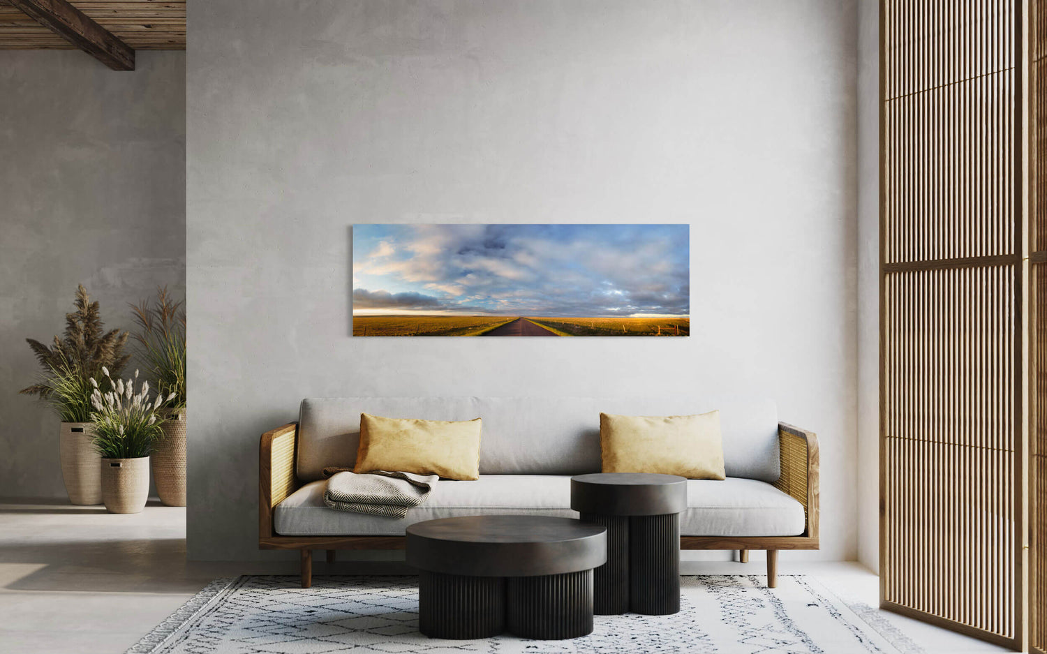 A Colorado Eastern Plains picture hangs in a living room.
