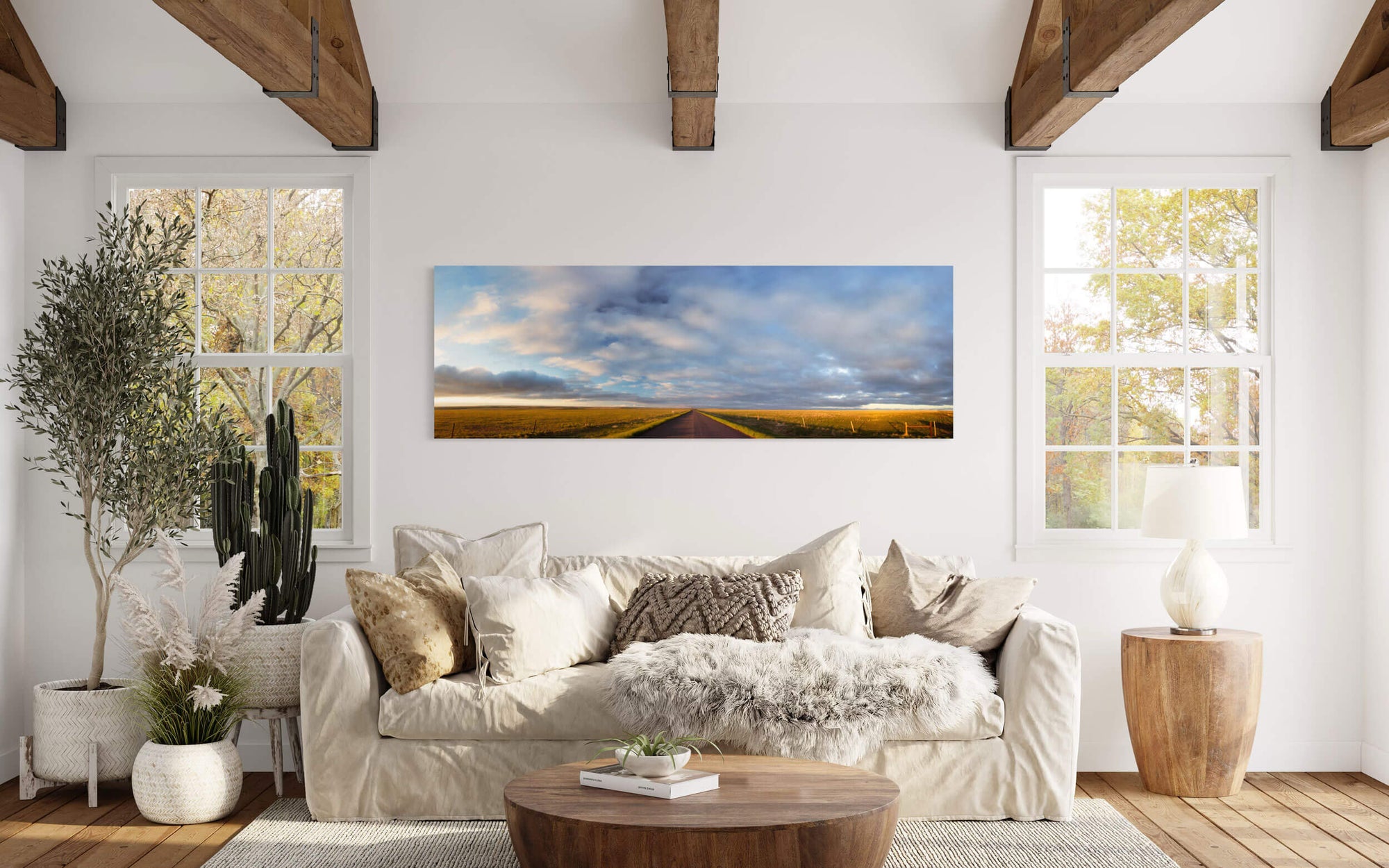 A Colorado Eastern Plains picture hangs in a living room.