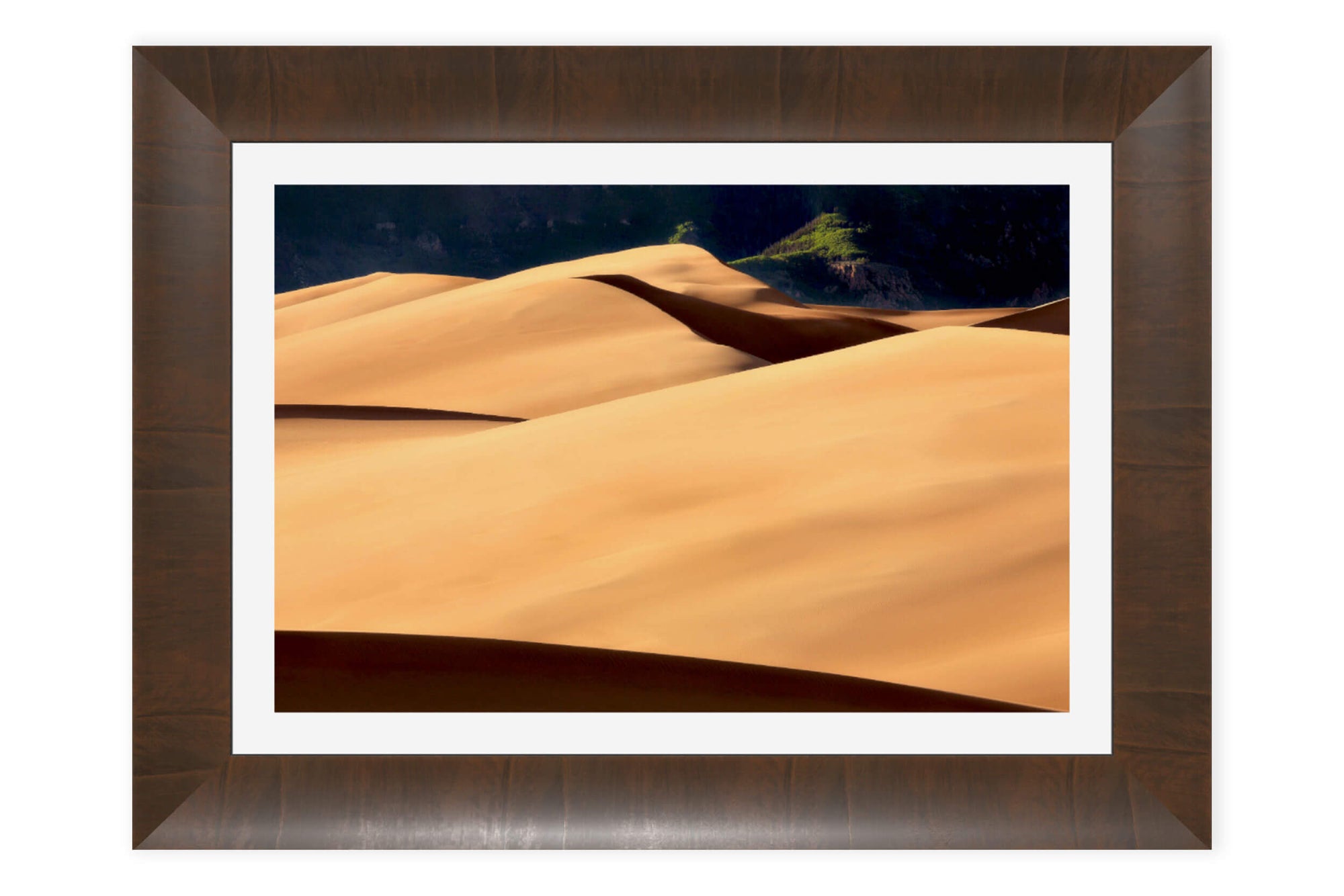 A piece of framed Colorado art showing a Great Sand Dunes National Park picture.