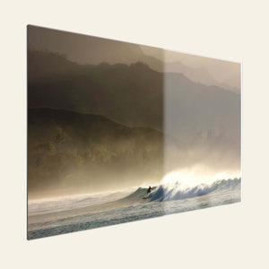 A TruLife acrylic Hanalei Bay surfing picture from Kauai.