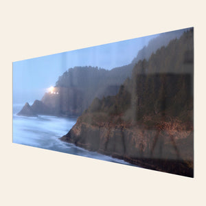 A piece of TruLife acrylic Oregon wall art shows Heceta Head Lighthouse.