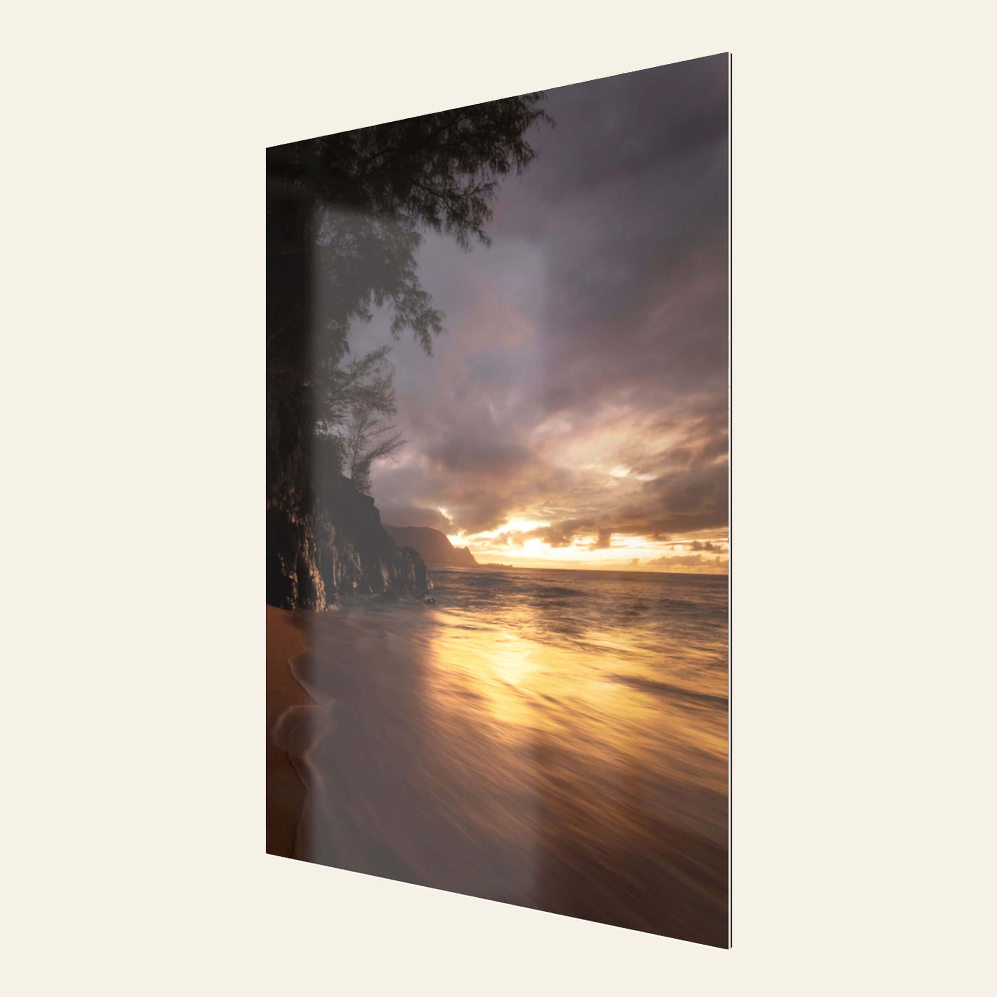 A TruLife acrylic sunset picture from Hideaway Beach in Princeville, Kauai.