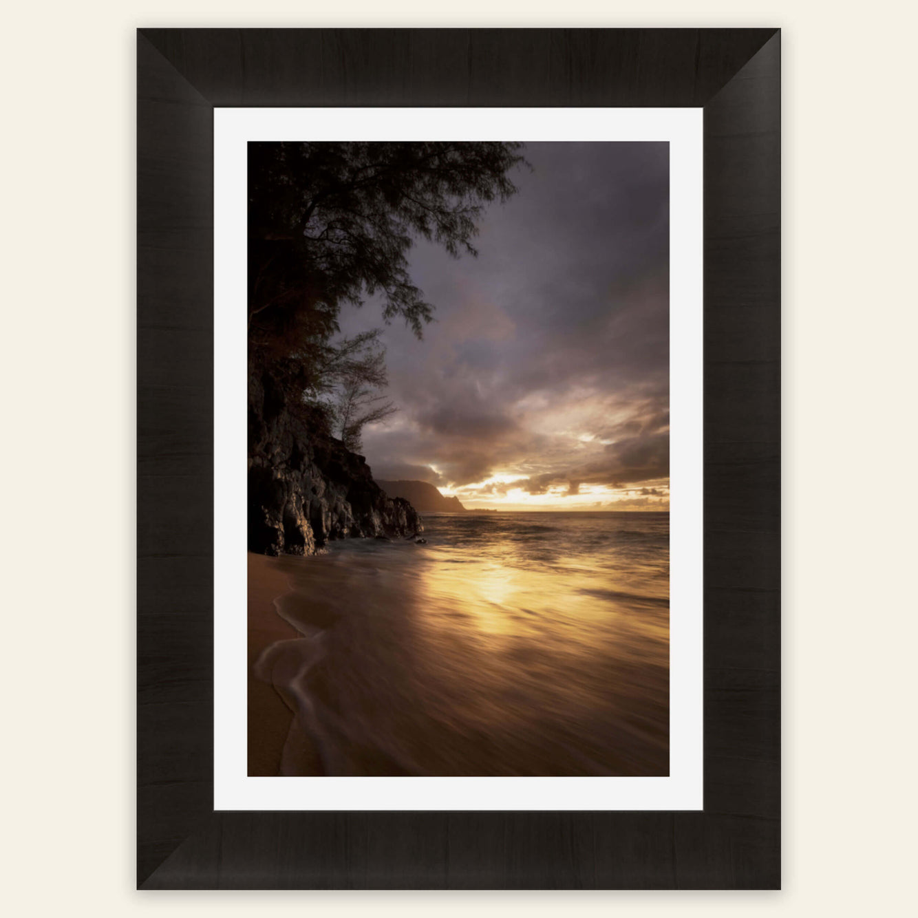 A framed Hideaway Beach picture from one of the best beaches on Kauai.