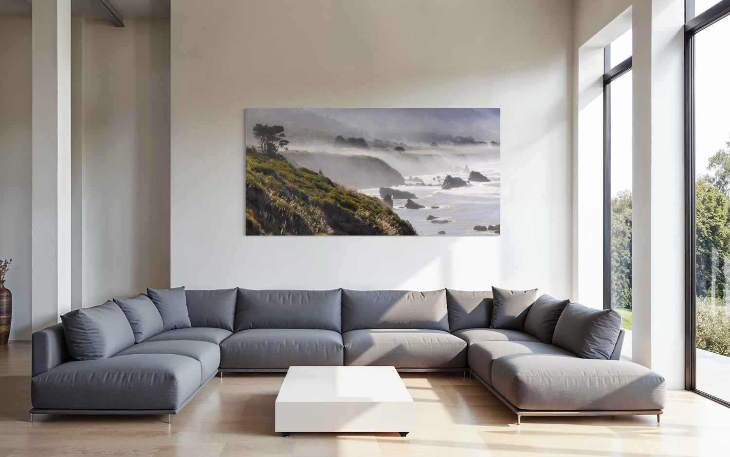 A Highway 1 photo from California hangs in a sitting area. | Lars Gesing Fine Art | Coastal Wall Art