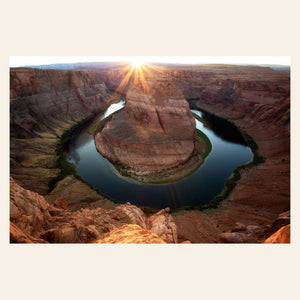 A piece of Arizona art shows a Horseshoe Bend sunset picture.