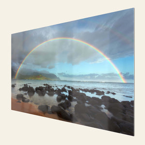 A TruLife acrylic rainbow picture at Puu Poa Beach at Hanalei Bay Resort in Kauai.