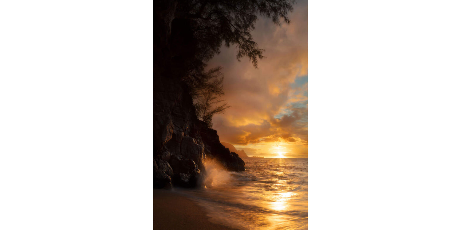 A Kauai sunset picture from Hideaway Beach near Hanalei Bay.