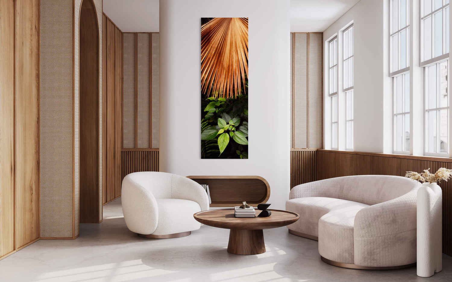 A Limahuli Garden picture from Kauai hangs in a living room.