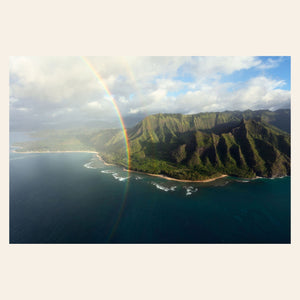 A piece of Napali Coast wall art created on a Kauai helicopter tour.