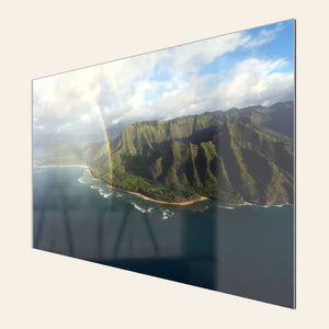 A TruLife acrylic piece of Napali Coast wall art created on a Kauai helicopter tour.