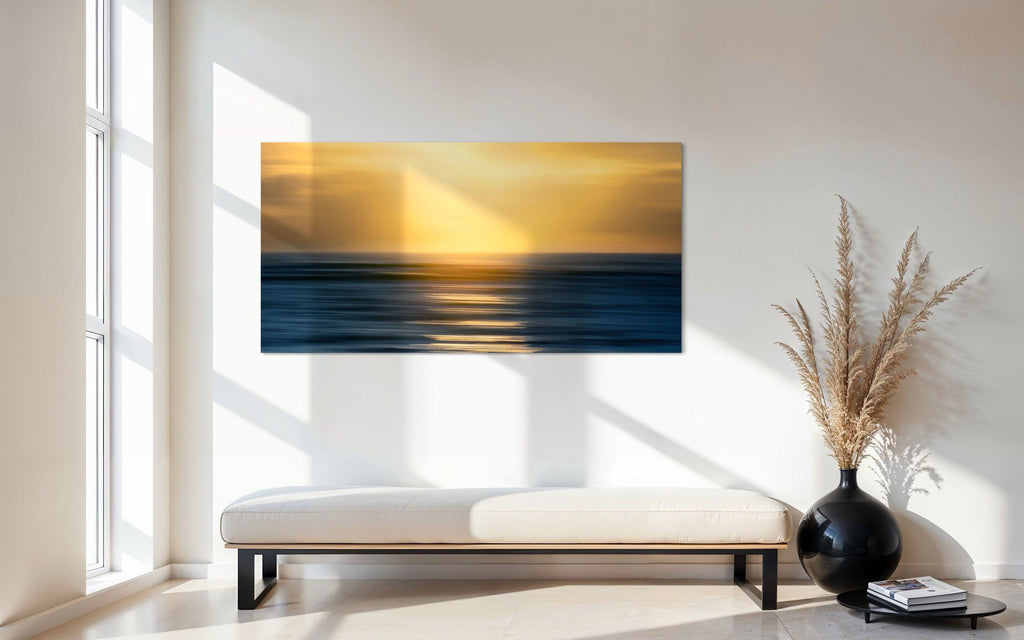 A piece of art showing one of the many good Kauai sunsets hangs in an entryway.