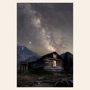 This piece of Colorado art shows photography of the milky way above Mayflower Gulch.