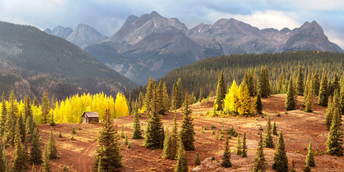 A cabin picture from Molas Pass near Silverton during peak Colorado fall.