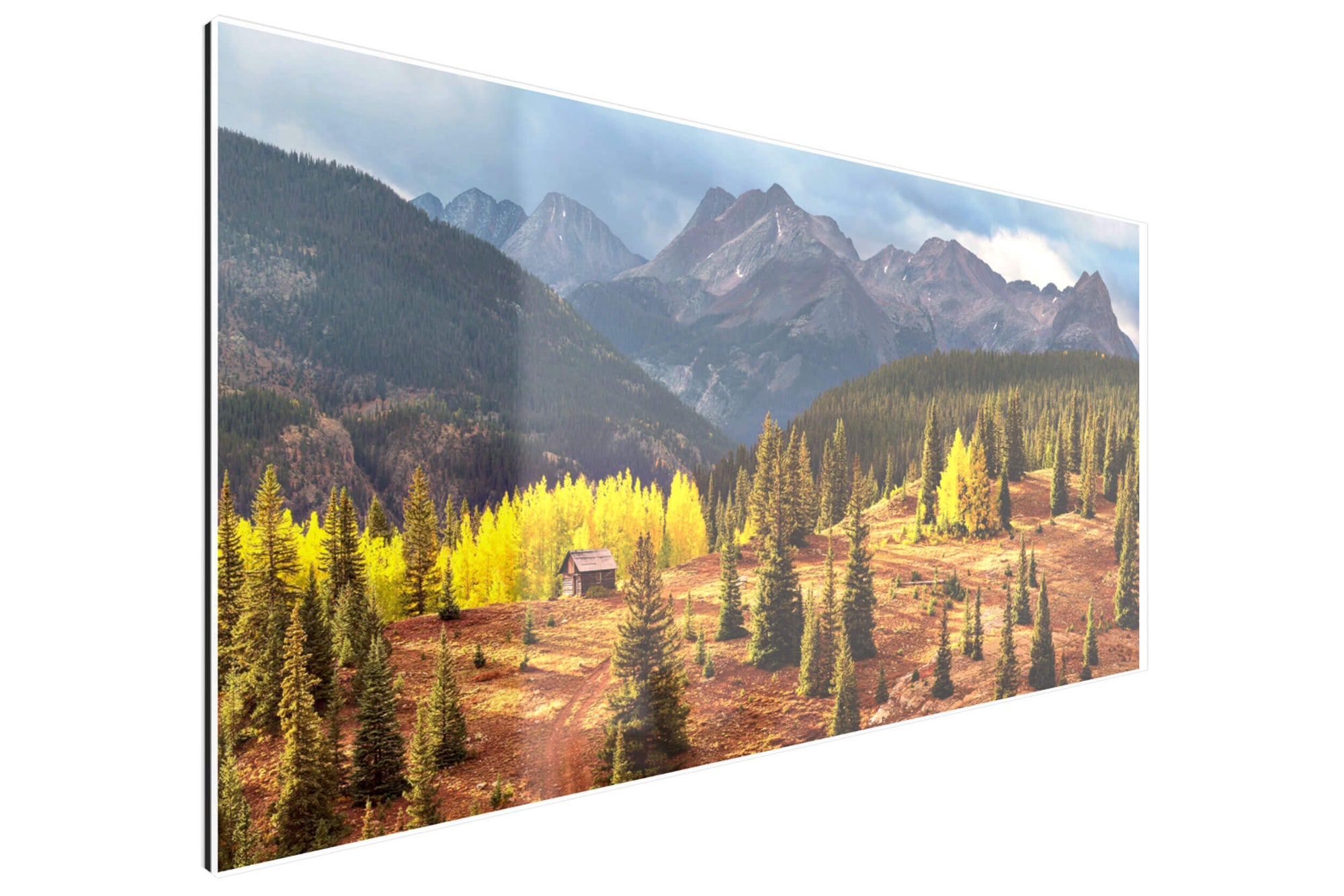 A TruLife acrylic cabin picture from Molas Pass near Silverton during peak Colorado fall.