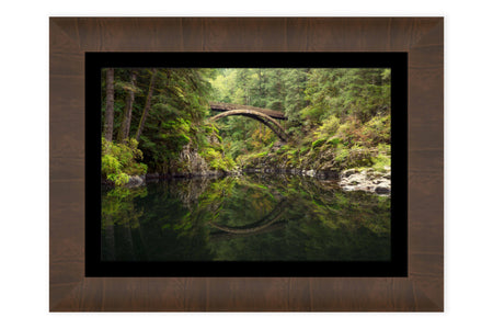 A framed Moulton Falls picture showing the first fall colors.