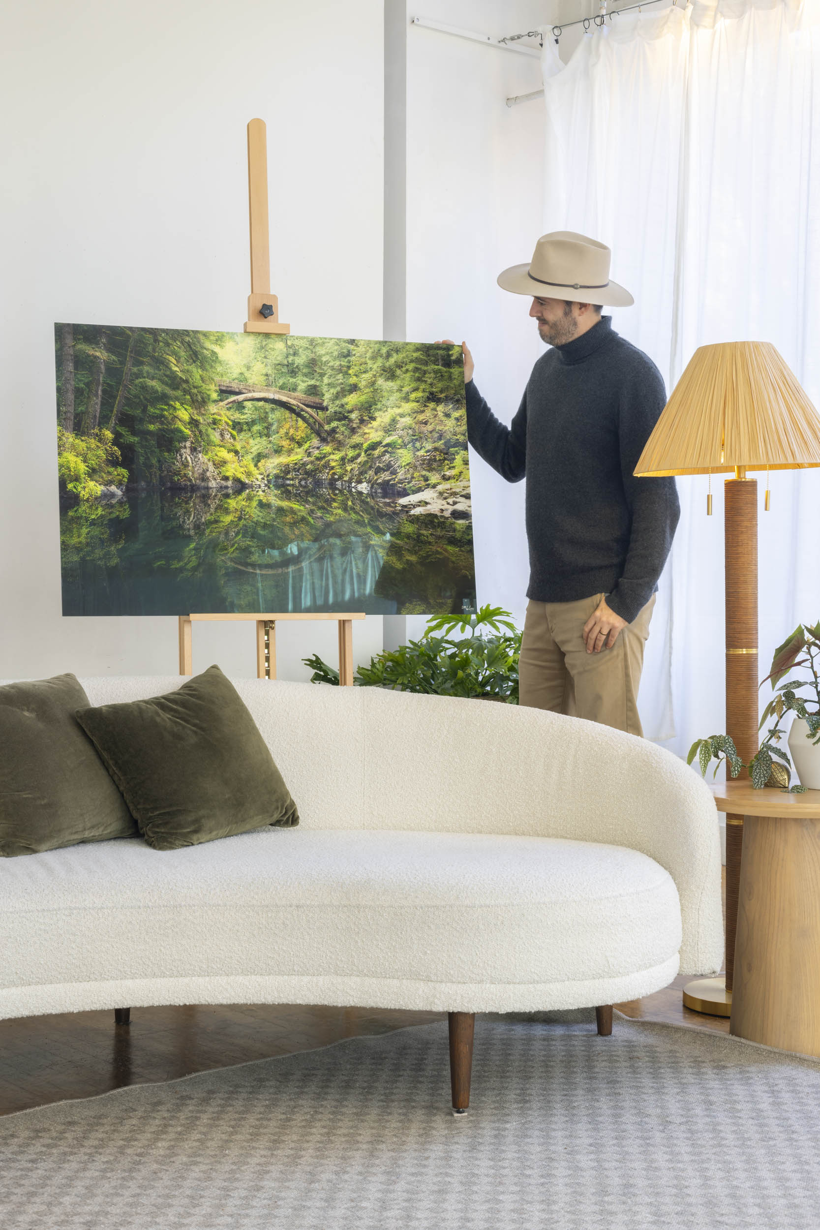 Seattle artist Lars Gesing with his Moulton Falls photograph.