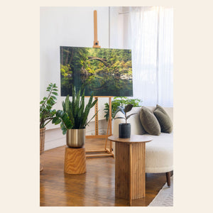 A piece of Washington art by Lars Gesing shows a Moulton Falls photo.