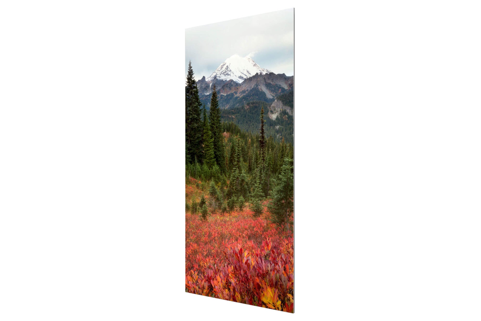 A piece of TruLife acrylic Seattle art shows the Mount Rainier fall colors.