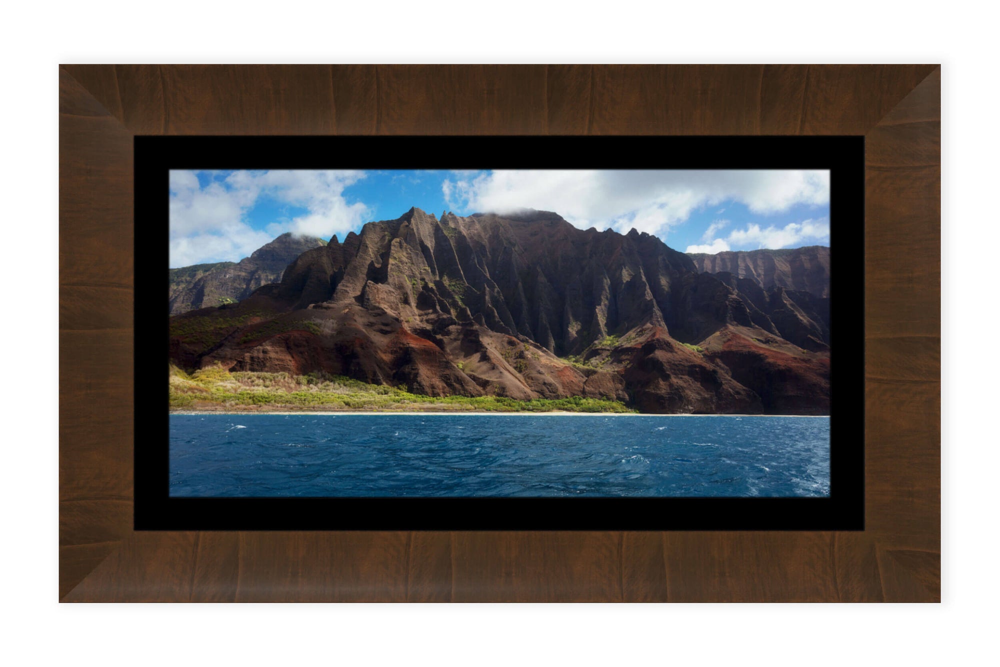 A framed Napali coast picture made on a Kauai boat tour.