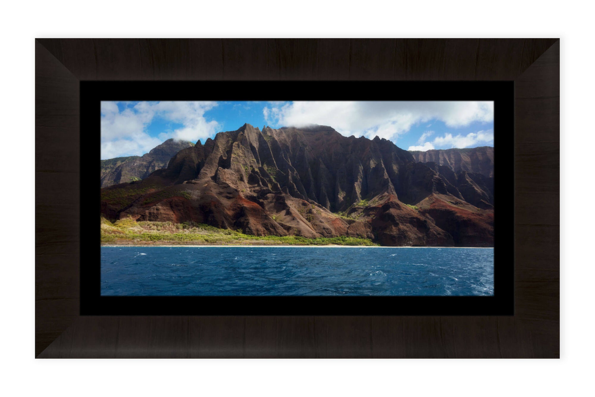 A framed Napali coast picture made on a Kauai boat tour.