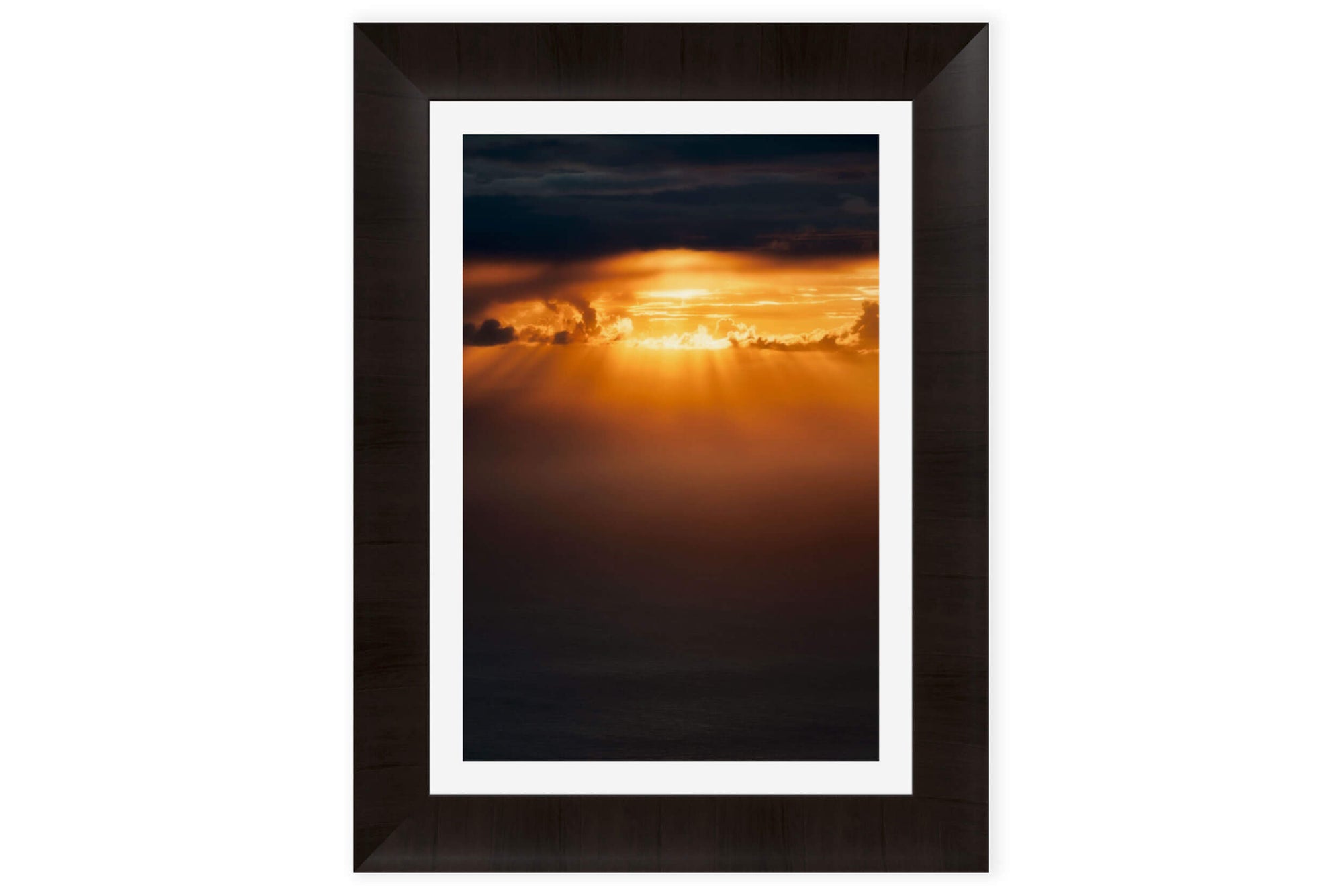 A framed sunset picture from the Napali Coast on Kauai.