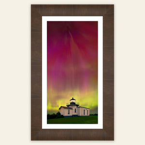 A framed Washington Northern Lights photography print for sale.