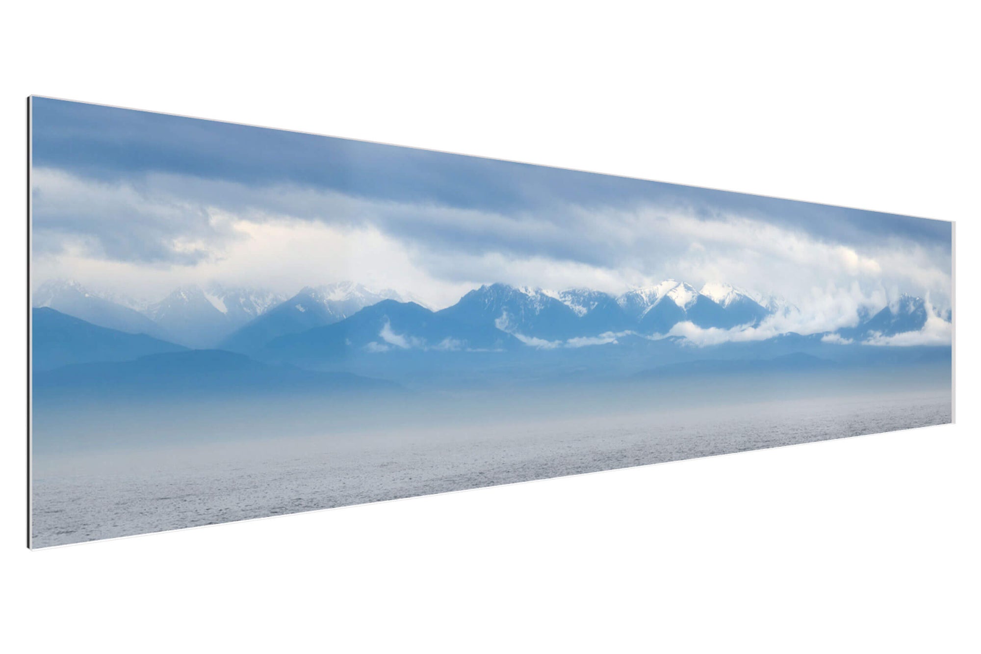 A TruLife acrylic Olympic Mountains panorama photograph.